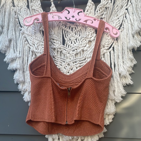 FOGCITYFLEA Retrofete Luxury Glitter Knit Crop stop in Burnt Orange Sedona - Picture 11 of 14